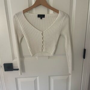 Knit cardigan with pearl buttons